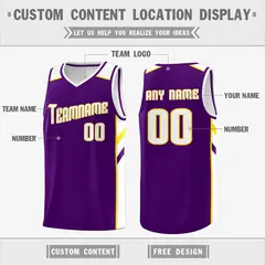 Purple White Double Side Tops Sports Vest Basketball Jersey 2
