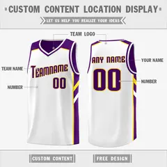 Purple White Double Side Tops Sports Vest Basketball Jersey 3