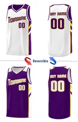 Purple White Double Side Tops Sports Vest Basketball Jersey 4