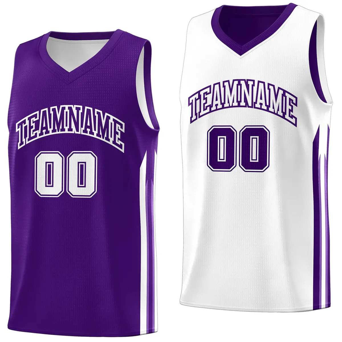 Purple White Double Side Tops Training Basketball Jersey