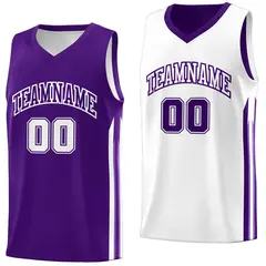 Purple White Double Side Tops Training Basketball Jersey
