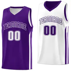 Purple White Double Side Training Basketball Jersey