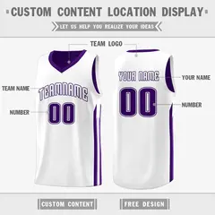 Purple White Double Side Training Basketball Jersey 3