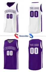 Purple White Double Side Training Basketball Jersey 4