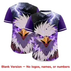 Purple White Eagle Graffiti Animal Series Baseball Jersey 7