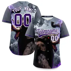 Purple White Elephant Graffiti Animal Series Baseball Jersey