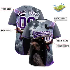 Purple White Elephant Graffiti Animal Series Baseball Jersey 2