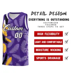 Purple White Feather Series Graffiti Pattern Basketball Jersey 2