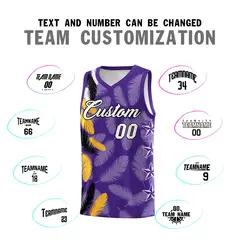 Purple White Feather Series Graffiti Pattern Basketball Jersey 4
