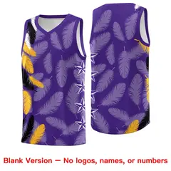 Purple White Feather Series Graffiti Pattern Basketball Jersey 6