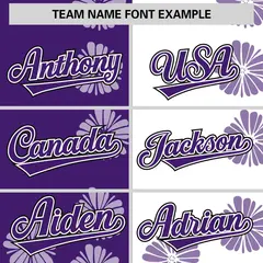 Purple White Flower Graffiti Split Baseball Jersey 3