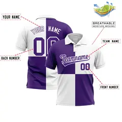 Purple White Four Squares Performance Polo Shirt 2