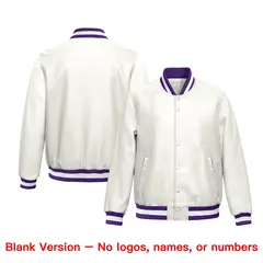 Purple White Full-Snap Faux Leather Varsity Letterman Jacket 6
