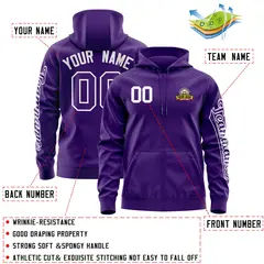 Purple White Full-Zip Varsity Letterman Jacket Hoodie 4