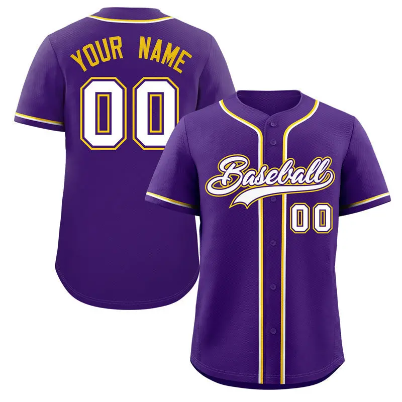 Purple White Gold Classic Authentic Baseball Jersey