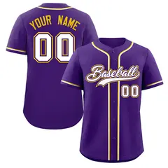 Purple White Gold Classic Authentic Baseball Jersey