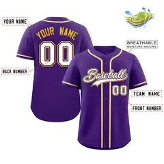 Purple White Gold Classic Authentic Baseball Jersey 2