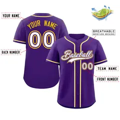 Purple White Gold Classic Authentic Baseball Jersey 2