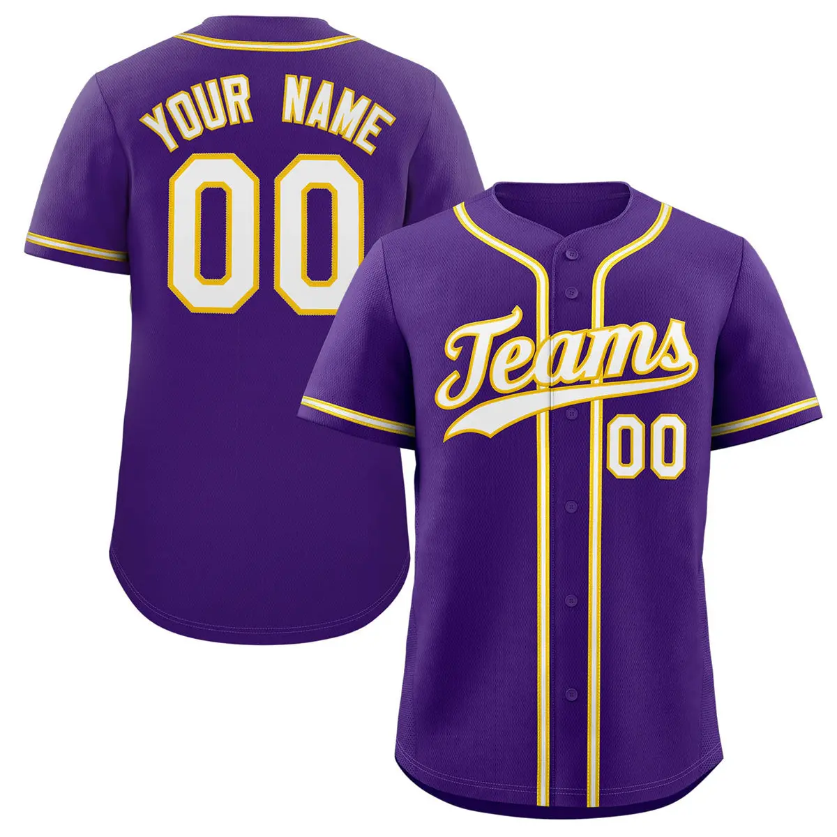 Purple White Gold Classic Authentic Baseball Jersey