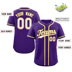 Purple White Gold Classic Authentic Baseball Jersey 2