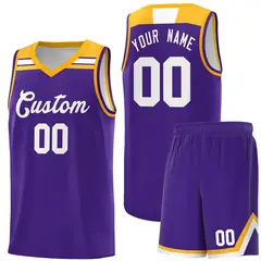 Purple White-Gold Classic Basketball Sports Uniform Jersey