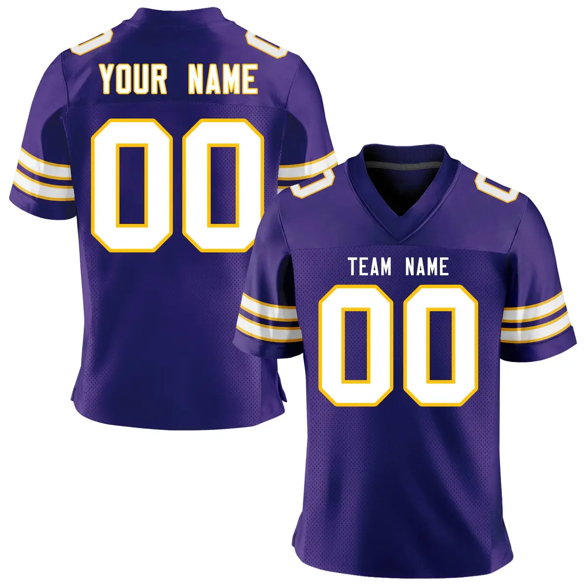 Purple White-Gold Classic Mesh Authentic Football Jersey