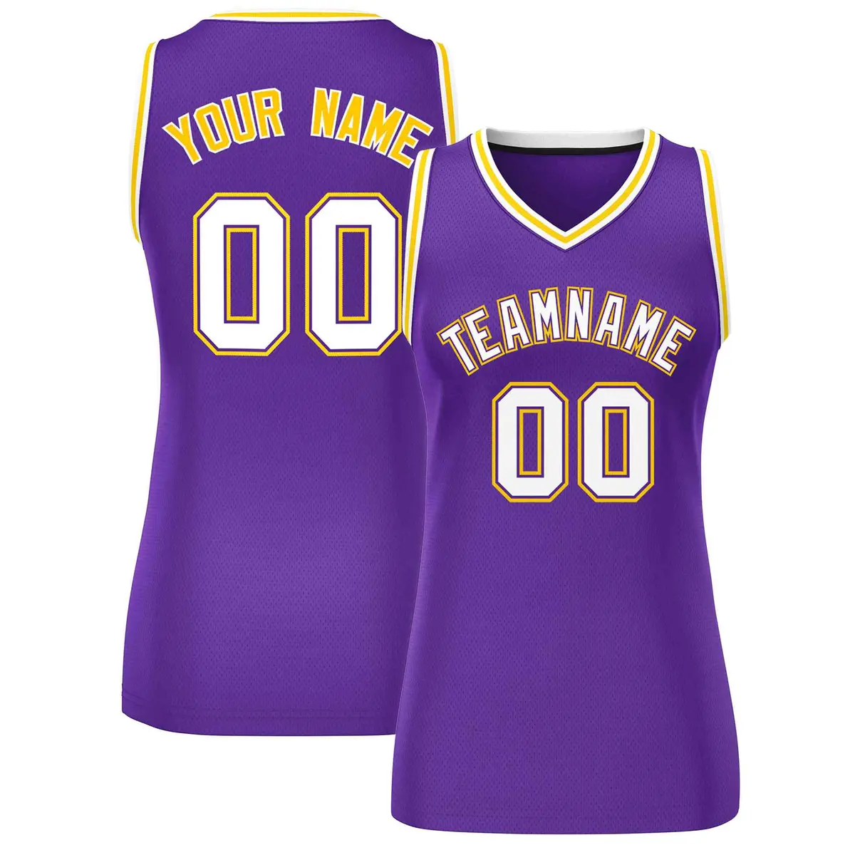 Purple White Gold Classic Mesh Basketball Jersey for Women