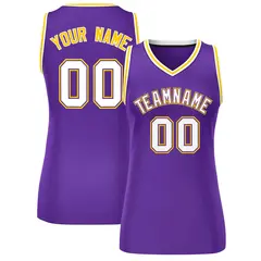 Purple White Gold Classic Mesh Basketball Jersey for Women