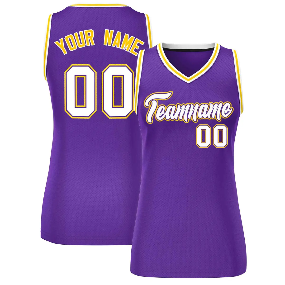Purple White Gold Classic Mesh Basketball Jersey for Women
