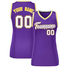 Purple White Gold Classic Mesh Basketball Jersey for Women