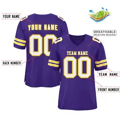 Purple White-Gold Classic Style Authentic Football Jersey 2