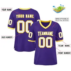 Purple White-Gold Classic Style Authentic Football Jersey 2