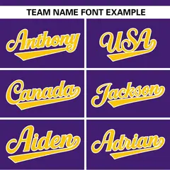 Purple White-Gold Color Block Two-Button Softball Jersey 3