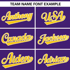 Purple White-Gold Color Block V-Neck Baseball Jersey 3