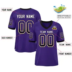 Purple White-Gold Drift Mesh Football Jersey 2