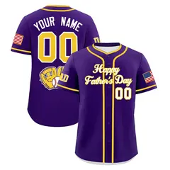 Purple White Gold Father's Day Classic Baseball Jersey 1