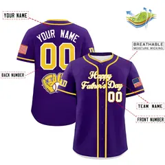 Purple White Gold Father's Day Classic Baseball Jersey 2
