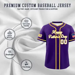 Purple White Gold Father's Day Classic Baseball Jersey 3