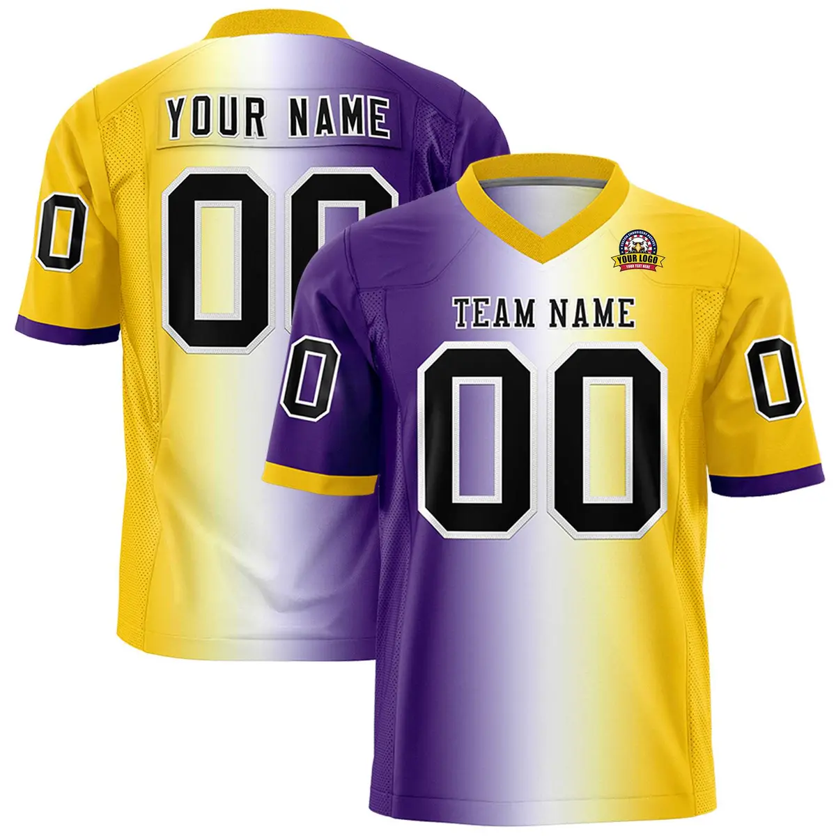 Purple White-Gold Gradient Fashion Authentic Football Jersey