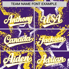 Purple White Gold Graffiti Star Ink Texture Baseball Jersey 3