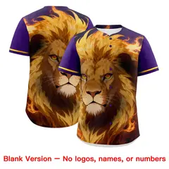 Purple White Gold Lion Graffiti Baseball Jersey 7