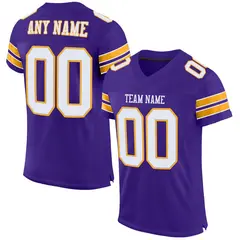 Purple White-Gold Mesh Football Jersey 1