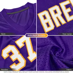 Purple White-Gold Mesh Football Jersey 4