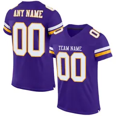 Purple White-Gold Mesh Football Jersey 1