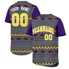 Purple White Gold Mexican Style Baseball Jersey