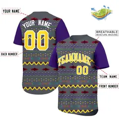 Purple White Gold Mexican Style Baseball Jersey 2