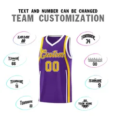 Purple White-Gold Ribbon Pattern Basketball Kits 4