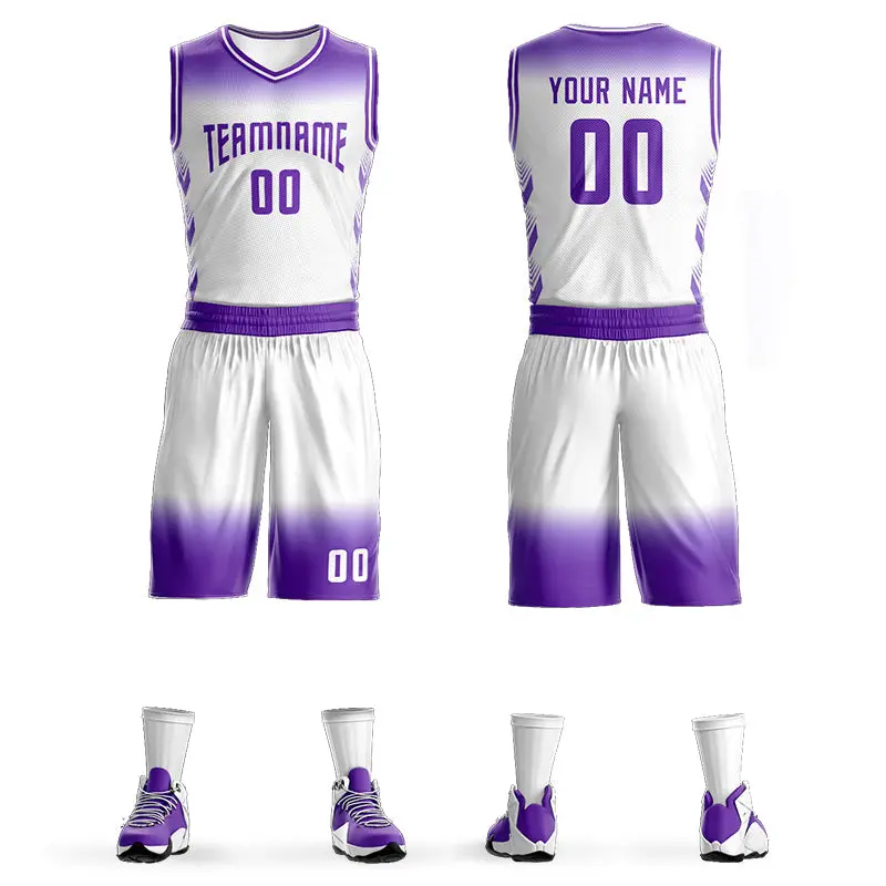 Purple White Gradient Fashion Sets Basketball Jersey