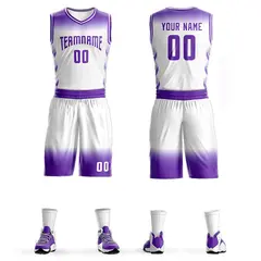 Purple White Gradient Fashion Sets Basketball Jersey