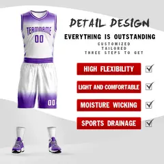 Purple White Gradient Fashion Sets Basketball Jersey 2